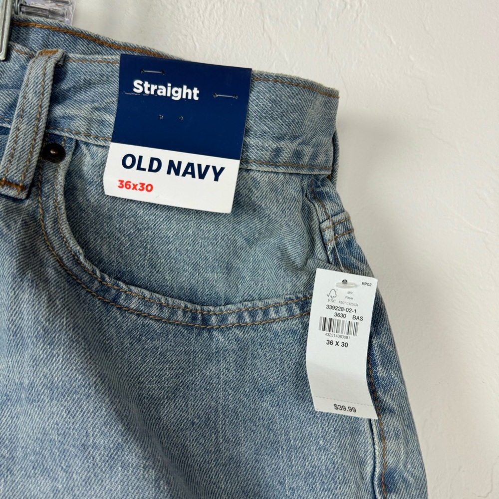 Old Navy Jeans Denim Wow Straight Non Stretch Light Wash Blue Solid‎ 90s Fit - Picture 8 of 9